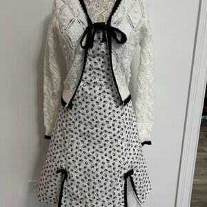 White and Black Knit Cardigan